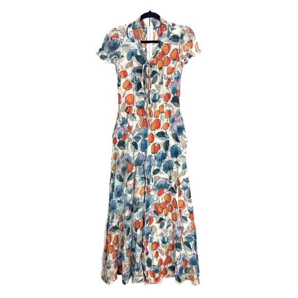 Dolce & Gabbana Pants - Dolce & Gabbana Jumpsuit‎ Women’s 6 Silk Wide Leg Majolica Water Color Print